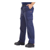 Pantalon Cargo Azul Marino Trabajo Bolsillo Oscuro Roca T-50