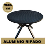 Mesa D Jantar 1m Industrial Alumínio Ripado 4 Lugares Jardim