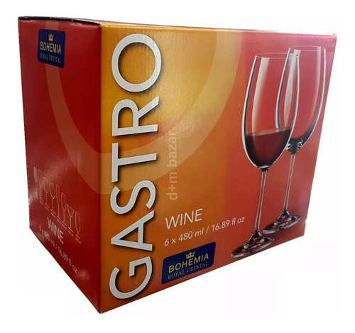 Copas De Cristal Bohemia Gastro Wine 480ml X6 Unidades