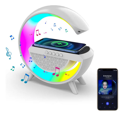 Lampara Cabecera Bocina Bluetooth Carga Inalambrica Led Rgb