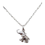 Collar Cadena Elefante Detalles Mujer Niños Plata 925 + Caja