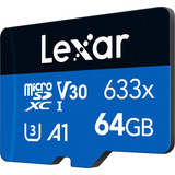 Memoria Micro Sd Lexar 64gb 633x Serie Blue 100 Mb/s C 10