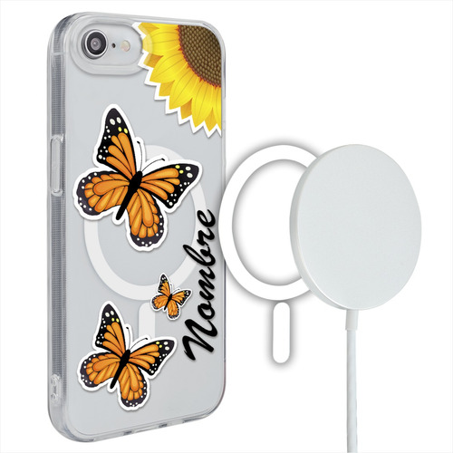 Funda Para iPhone Magsafe Personalizada Mariposas Nombre