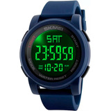 Reloj Cronometro Hombre Skmei 1257 Deportivo Led Alarma Color De La Malla Azul Color Del Bisel Negro Color Del Fondo Negro