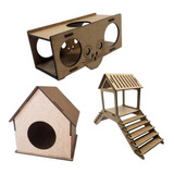 Brinquedo De Hamster Toca Casinha Para Hamsters Kit Com 3