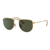 Óculos De Sol Ray-ban Elon Standard Armação De Metal Cor Polished Legend Gold, Lente Green Clássica, Haste Gold De Metal - Rb3958