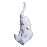 Escultura Estátua Elefante Facetado 15cm Decoração Ambiente Cor Branco