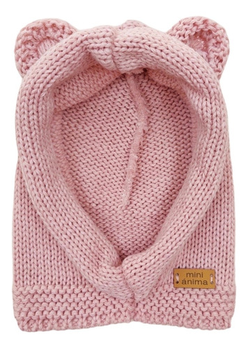 Gorro Osito Mini Anima Tejido Invierno Abrigo Kids Bebe Rosa