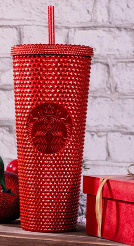 Vaso Starbucks Navidad Rojo Metálico