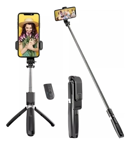 Bastão Pau Selfie Celular Controle Via Bluetooth Tripé