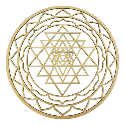 Sri Yantra Cuadro Geometría Sagrada Decoración Hogar 30x27 Natural