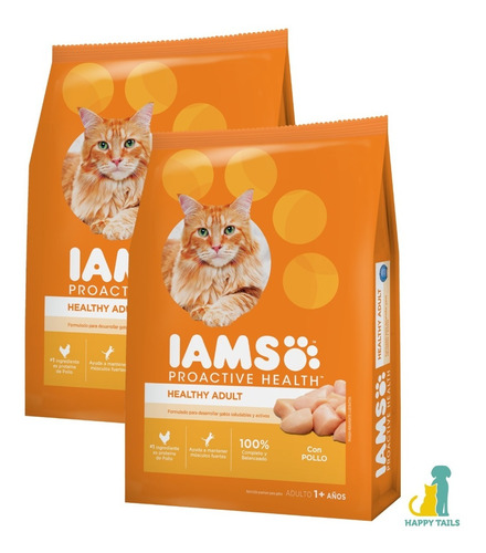 Iams Cat Chicken & Rice 2 X 15 Kg (30 Kg) + Happy Tails