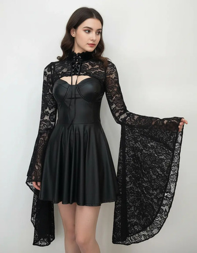 Torera Encaje Terciopelo Bolero Top Vintage Gotico Medieval