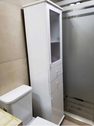 Dos Tolvas Organizador Baño 40×180/ 40×86 Laqueado Blanco 