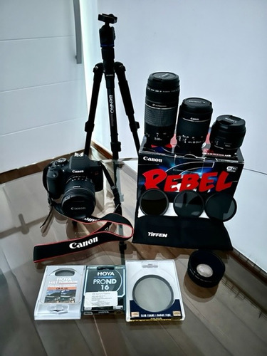 Camera Canon Eos Rebel T6i + Kit De Lentes + Filtros + Tripé