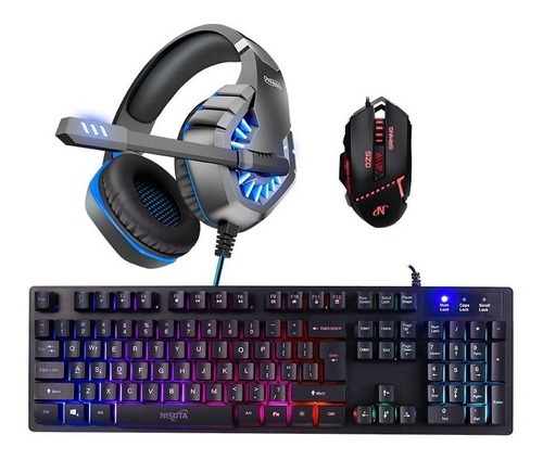 Combo Gamer Rgb Pc, Ps4, Xbox C/ Teclado, Mouse Y Auricular 