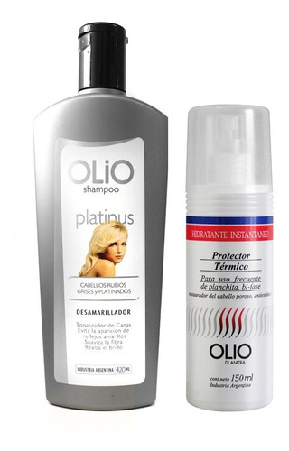 Shampoo Matizador Pelo Platinado + Protector Térmico Olio Cv