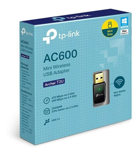 Adaptador Usb Inalambrico Wifi Tplink T2u Dualband 5g Ac600