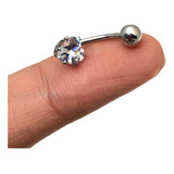 Piercing Umbigo Prata Aço Inox Coração Zircônia E Bolinha