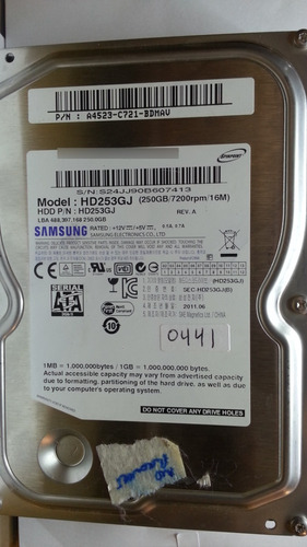 Disco Samsung Hd253gj 250gb Sata 3.5 - 441 Recuperodatos