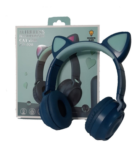 Audífonos Con Bluetooth Y Luces Con Orejas De Cat Ear/verde.