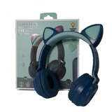 Audífonos Con Bluetooth Y Luces Con Orejas De Cat Ear/verde.