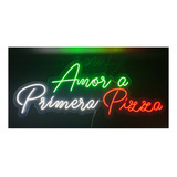 Letrero Led Neon Pizza Restaurant Amor  70 X 28cm Luminoso