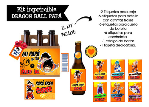 Etiquetas Cerveza Dia Del Padre Dragon Ball Goku Imprimibles