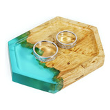 Rwa Porta Anillos Hexagonal De Resina Epoxi Y Madera. P...