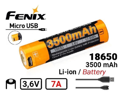 Filas Fénix 18650 Con Pin De Carga 3500mah