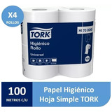 Papel Higiénico Tork Hoja Simple 4 Rollos De 100 Metros