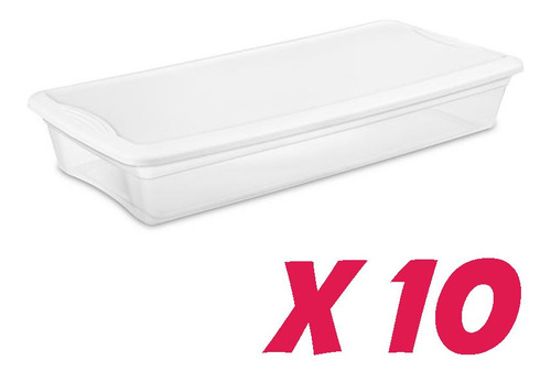 Caja Bajo Cama De Plástico 39 L Transparente 10 Piezas