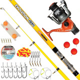 Kit Pesca Caña 4 Mt Telescopica + Reel + Accesorios Pejerrey