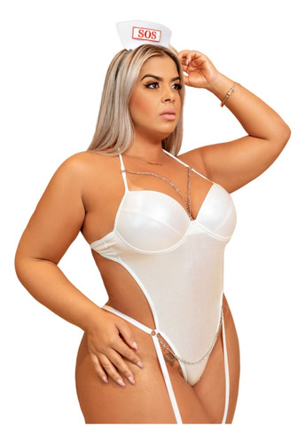 Lingerie Sexy Body S.o.s Sensual Fantasia Luxo Plus Size Fio