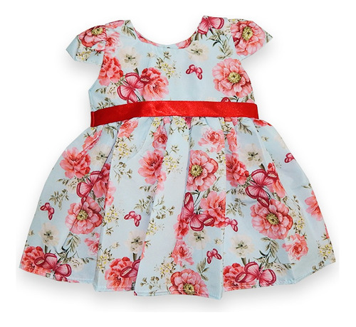 Vestido De Festa Bebê Infantil Saia Rodada Com Laço