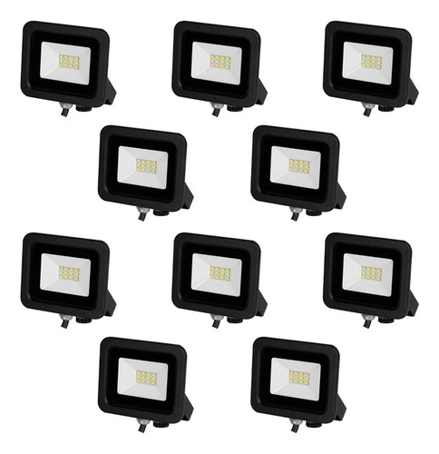 Kit 10 Reflectores Led Para Exterior Illux Rl-3610.n22 10w