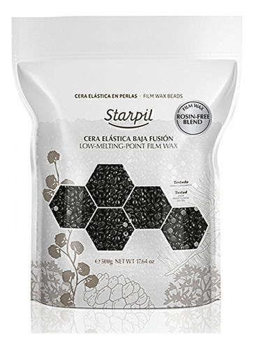 Starpil Cera De 500 G / 1.1 Lb Sin Colofonia Negro Perlas De