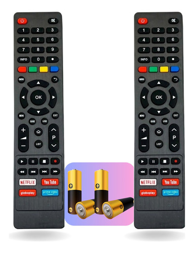 Kit 02 Controle Remoto Compatível Smart Tv Philco Universal