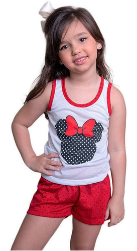 Pijama Infantil Baby Doll Personagem Feminino Conjunto Curto