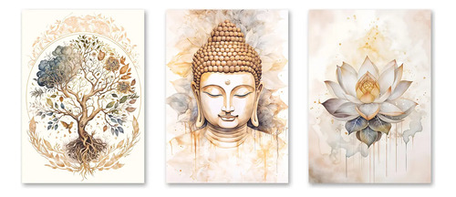 Cuadro Triptico Canvas Buda Estilo Zen 3pz