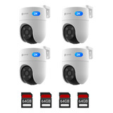 Combo X4 Ezviz H8c 2k 3mp Exterior Inteligencia + Memoria 64