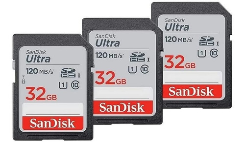 Pack X 3 Tarjetas De Memoria Sd Sandisk Ultra 32gb - 120mb/s