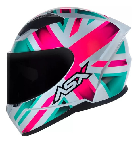 Capacete Moto Asx City Kingdom Rosa/tiffany + Brinde @#