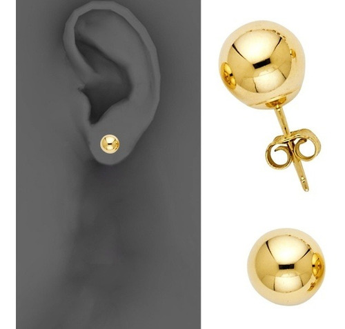 Aretes Topos Oro Amarillo 18k 7mm 