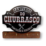 Porta Chaves Adesivado Cantinho Do Churrasco Em Mdf Enfeite