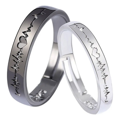 *v - Paquete De 2 Anillos For Parejas, Ajustable, Negro .