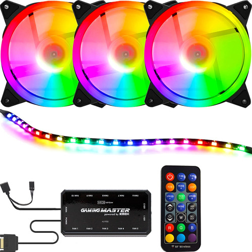 3 Fan Rgb Cooler 120mm Ventoinha Pc Controladora E Fita Led