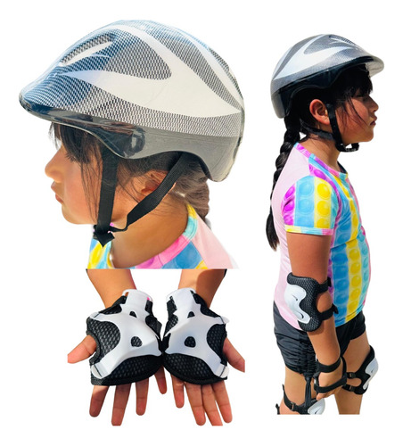 Kit Casco De Bicicleta Con Equipo De Protecciones Seguro