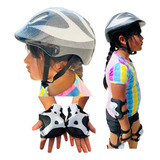 Kit Casco De Bicicleta Con Equipo De Protecciones Seguro