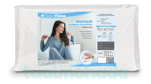 Almohada Inteligente Viscoelástica 60x35x13 Con Funda 